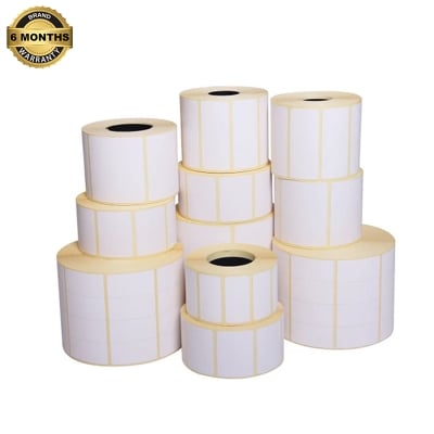 Picture of Stickers 50x25mm for PT260 Label Printer | Around 130 labels per roll DT Premium Direct Thermal Barcode Labels for Inventory Barcode printing |  Small Roll for mini printers | Self-Adhesive Stickers - White(5-Rolls)
