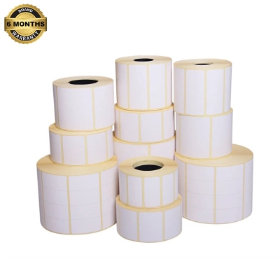 Picture of Stickers 50x25mm for PT260 Label Printer | Around 130 labels per roll DT Premium Direct Thermal Barcode Labels for Inventory Barcode printing |  Small Roll for mini printers | Self-Adhesive Stickers - White(10-Rolls)