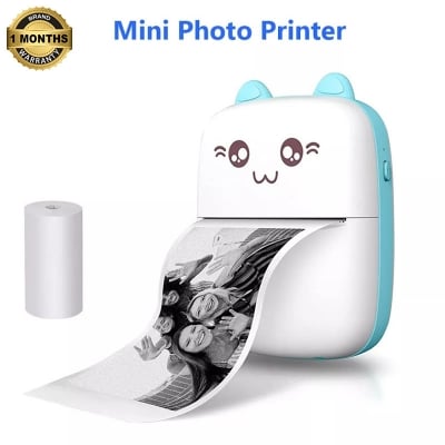 Picture of Mini Printer Wireless Bluetooth Thermal Printer Photo Label Sticker Printer Receipt Notes Printer Mobile Thermal Printer Rechargeable Pocket Printer, Nadra-C9-Mini-Pink-Blue(Blue)