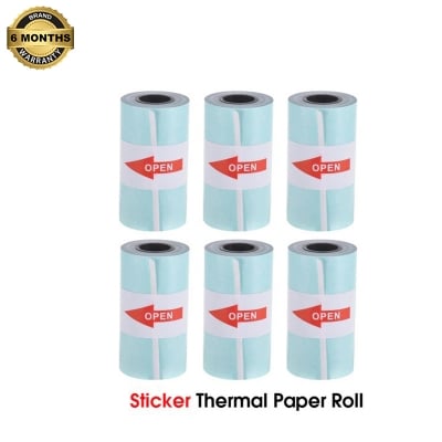 Picture of 6pcs 57*30mm thermal paper rolls for 58mm POS, Receipt, Mini Thermal Printers - White(Sticker 6 Rolls)