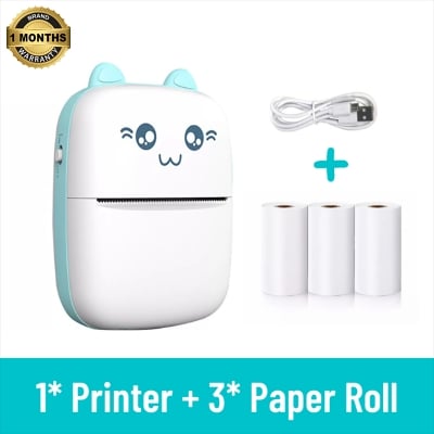 Picture of Thermal Mini Printer Label Sticker Printer Notes Printer Mobile Thermal Photo Printer Rechargeable Bluetooth Pocket Printer, Nadra-C9-Blue-Mini-3-Roll(Blue)