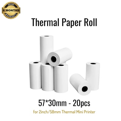 Picture of 20Rolls (57x30mm) Thermal Paper Rolls for 2-Inch width (58mm) POS and Receipt Printers – Durable, High-Quality, Fade-Resistant for Clear, Long-Lasting Prints(20Rolls-57x30)