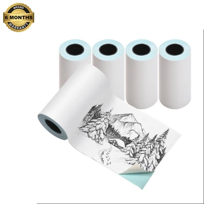Picture of 5pcs 57x30mm Sticker Paper Rolls for Mini Printer | Prefect for Black & White Label Printing | Waterproof Oil-proof Thermal Sticky Paper Self-Adhesive | Compatible with Thermal Printing for POS, Receipts, and PT260 Label Printer(White)