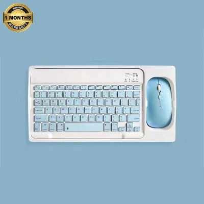 Picture of Wireless Keyboard and Mouse Set: Compact Bluetooth Keyboard (Rechargeable) with Matching Mouse. English Ergonomic Design for a Comfortable Experience on iPad, Tablets, Phones, Laptop, Android, iOS, and Windows(Blue)