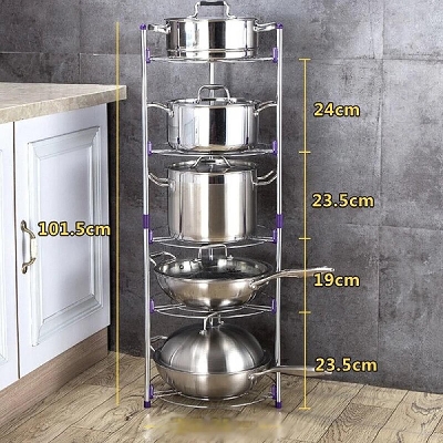 Picture of Super Pot Stand 5-Layer Kitchen Pot Organizer - Efficient Organizer for Kitchen Cookware - Pot Stand - Silver