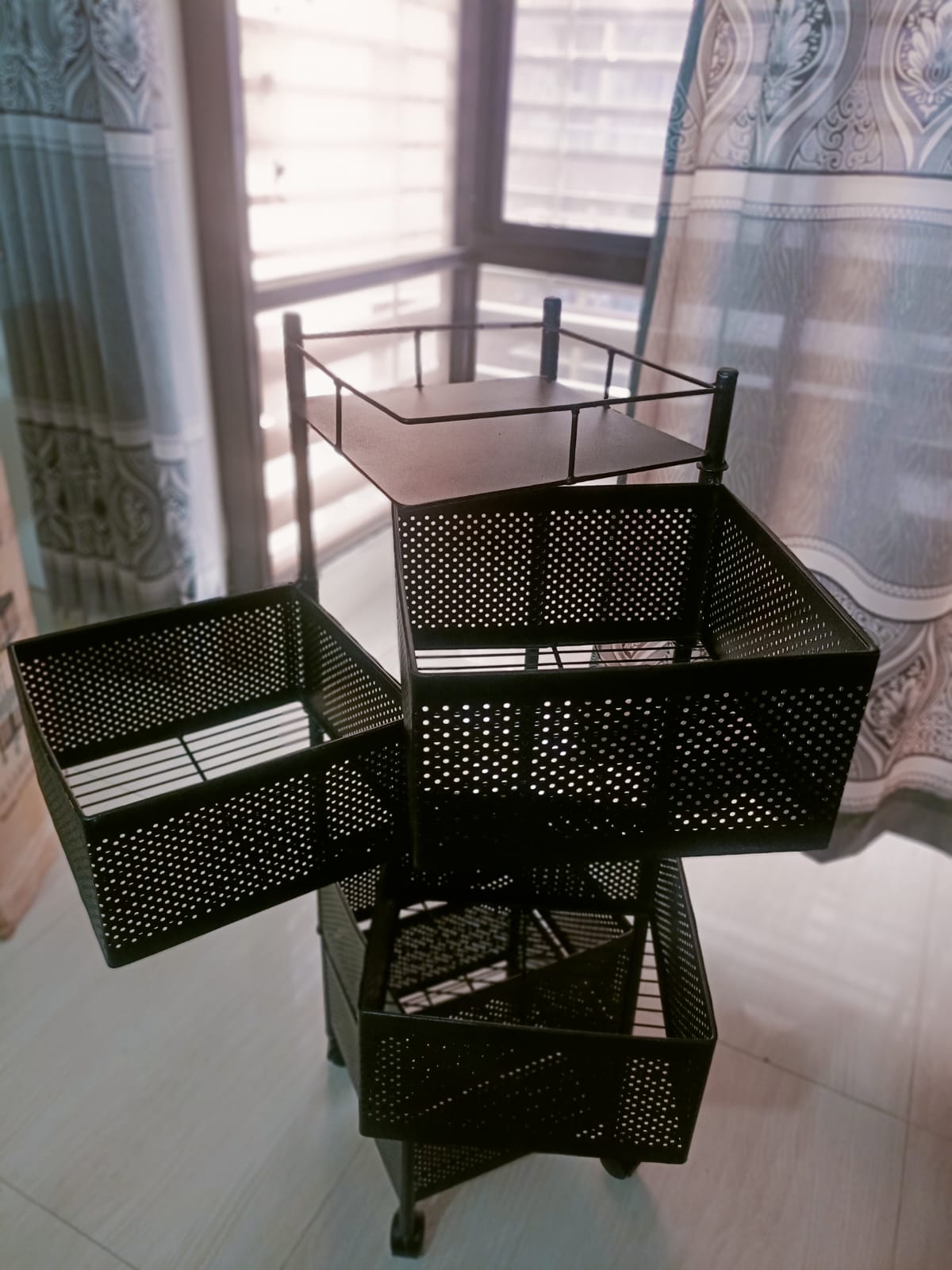 Picture of 5 Tiers Vegetable Basket Fruit Storage Basket Kitchen 360 Degree Rotating Square Rotating Rack - Multicolor