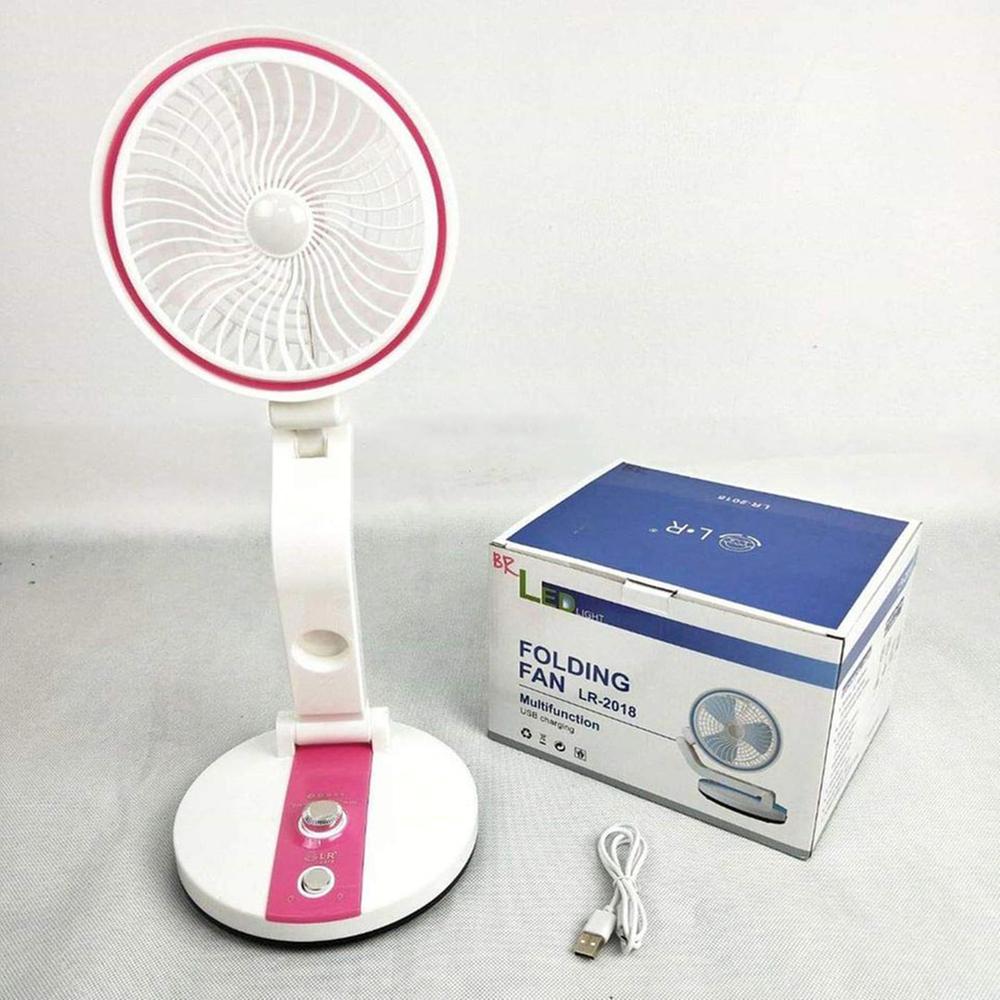 Picture of USB Rechargeable Folding Fan with LED Light (any color) - LR-2018 - Multicolor