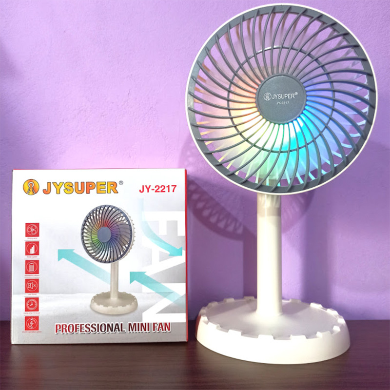Picture of JYSUPER JY-2217 AC/DC Rechargeable 4000mAh Battery Stylish RGB Lighting Strong Wind 12" Portable Desk Fan