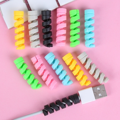 Picture of 4pcs Spiral Data Cable Protective Cover Suction Cup Is Suitable for The Charging Cable 0.03 mm / 4pcs Charger Cord Saver Cable Protector (Multicolor)