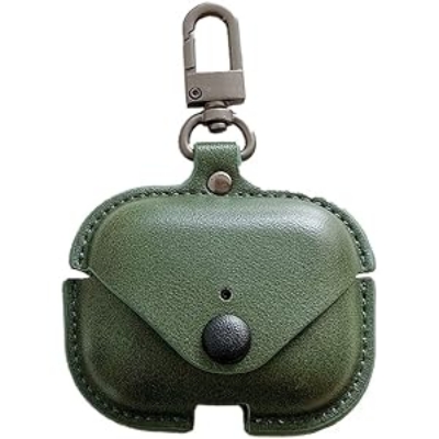 Picture of Airpods Pro 2nd Generation PU Leather Shockproof with Loss Prevention Clip Case Premium Protective Carrying Cover (Olive)