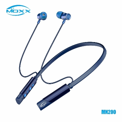 Picture of MOXX MN200 Super Base Neckband Bluetooth Headsets BT5.3 Sports IPX5 with Mic- best neckband (Navy Blue)