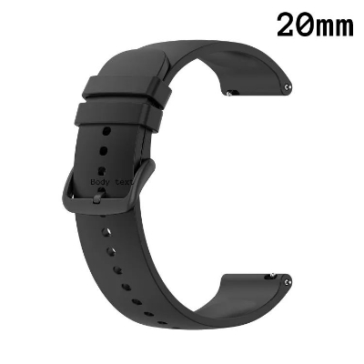Picture of 20mm Soft Silicone Replacement Strap - Smart Watch Belt (Black,Freesize)