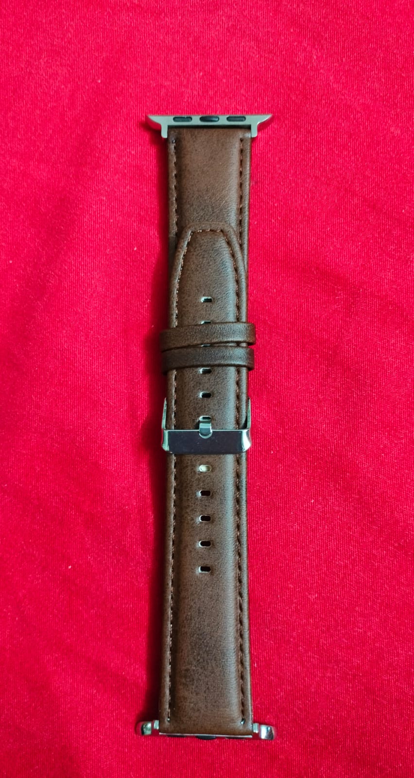 Picture of Leather Watchband Soft Material Watch Band Wrist Strap 42mm/44mm/45mm/49mm With Silver Stainless Steel Buckle (Dark Brown,Not Specified)