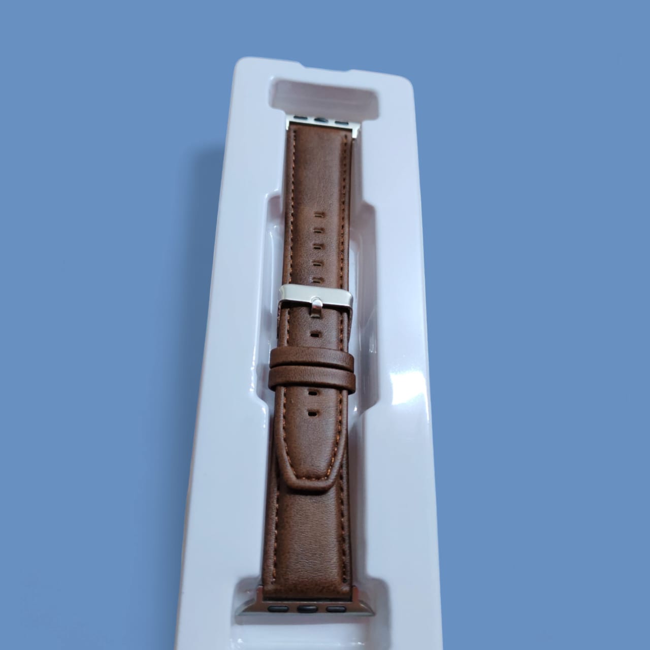 Picture of Leather Watchband Soft Material Watch Band Wrist Strap 42mm/44mm/45mm/49mm With Silver Stainless Steel Buckle (Dark Brown,Not Specified)