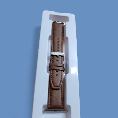 Picture of Leather Watchband Soft Material Watch Band Wrist Strap 42mm/44mm/45mm/49mm With Silver Stainless Steel Buckle (Dark Brown,Not Specified)