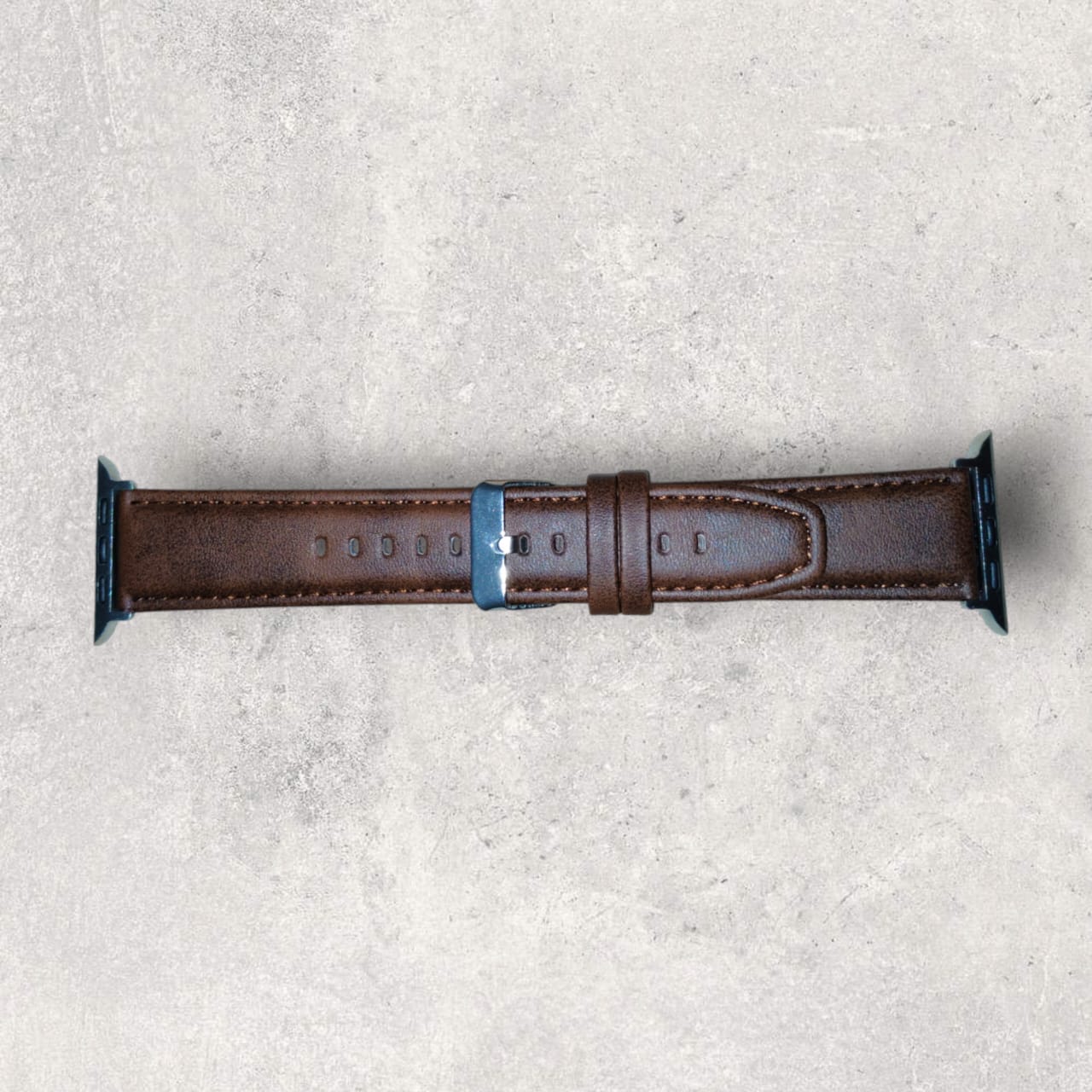 Picture of Leather Watchband Soft Material Watch Band Wrist Strap 42mm/44mm/45mm/49mm With Silver Stainless Steel Buckle (Dark Brown,Not Specified)