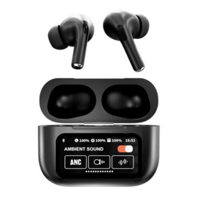 Picture of Airpods A9 Pro Touch Screen Display Wireless Airpods_ Bluetooth 5.4, Super Sound Bass ( ANC+ ENC) Type C (Black)
