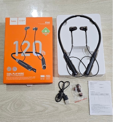 Picture of Hoco ES62 Pretty Dual Play Mode Wireless Bluetooth V5.3 Neckband Headsetss with Powerful Bass / Music Time 120 Hours (Black)