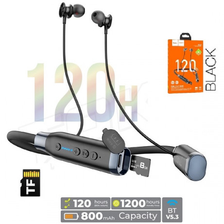 Picture of Hoco ES62 Pretty Dual Play Mode Wireless Bluetooth V5.3 Neckband Headsetss with Powerful Bass / Music Time 120 Hours (Black)