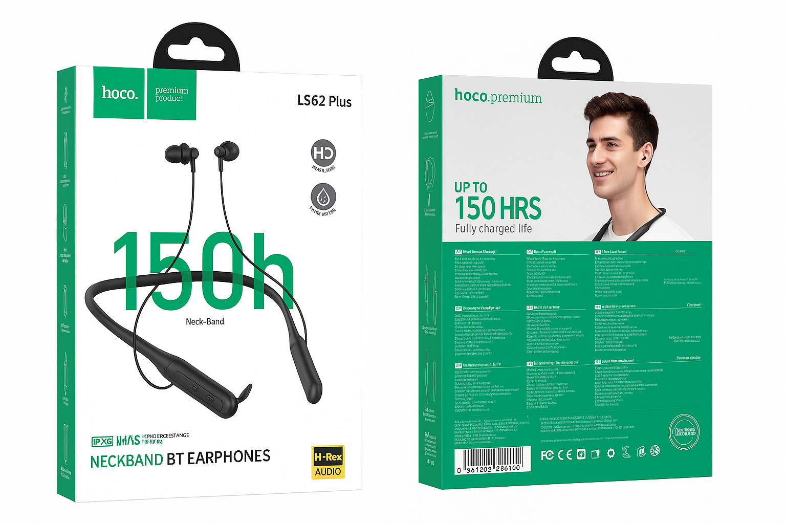 Picture of Hoco ES62 Pretty Dual Play Mode Wireless Bluetooth V5.3 Neckband Headsetss with Powerful Bass / Music Time 120 Hours (Hoco Es62 Plus)