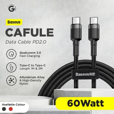 Picture of Baseus Cafule Series 60W Type-C to Type-C 3A Quick Charging Cable 1M (Black)