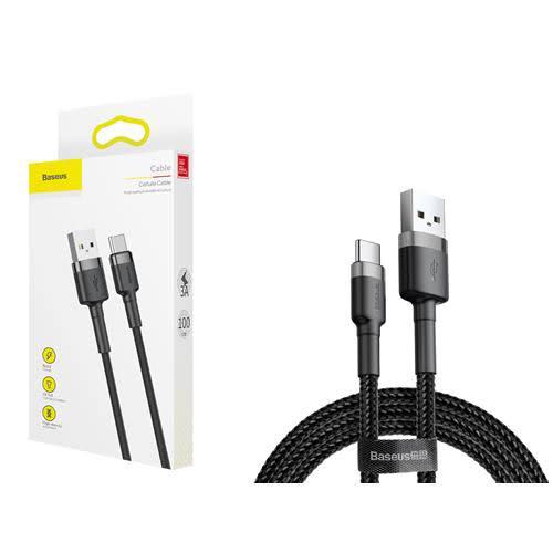 Picture of Baseus Cafule USB Type C Cable 3A 1 Meter Nylon Braided Wire (Black)