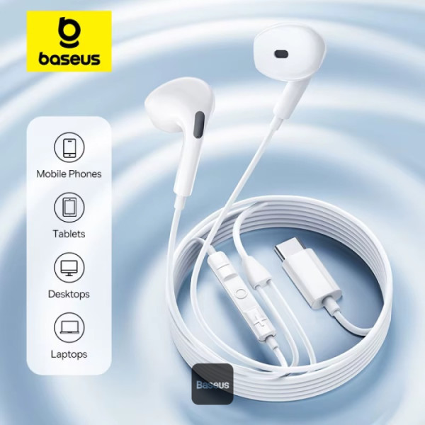 Picture of Baseus Encok C17 Type-C In-Ear Earphone - Headphone - Best Quality Earphone (White CZ19)