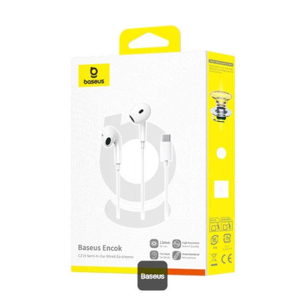 Picture of Baseus Encok C17 Type-C In-Ear Earphone - Headphone - Best Quality Earphone (White CZ19)