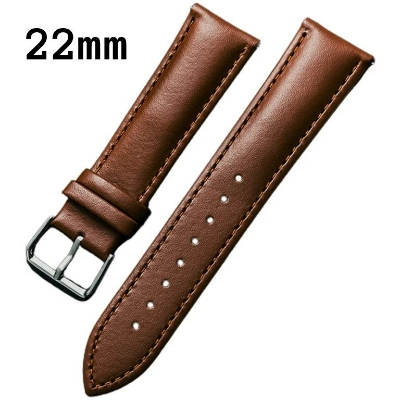 Picture of 22mm Leather Watchband Soft Material Watch Band Wrist Strap With Silver Stainless Steel Buckle (Dark Brown,Freesize)