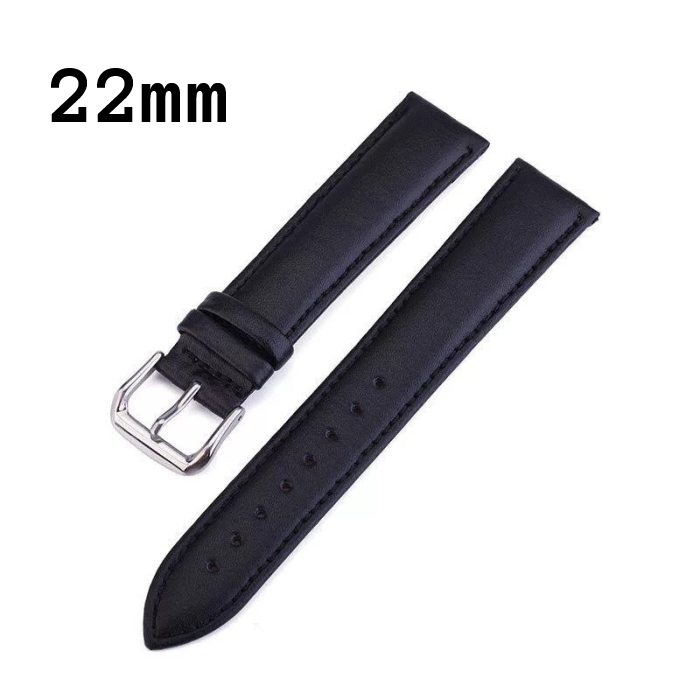 Picture of 22mm Leather Watchband Soft Material Watch Band Wrist Strap With Silver Stainless Steel Buckle (Dark Brown,Freesize)