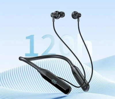 Picture of Tranyoo T-M28 Neck Mounted Sports Wireless Stereo Bluetooth Earphone BT5.3 - Digital Display - best neckband (Black)