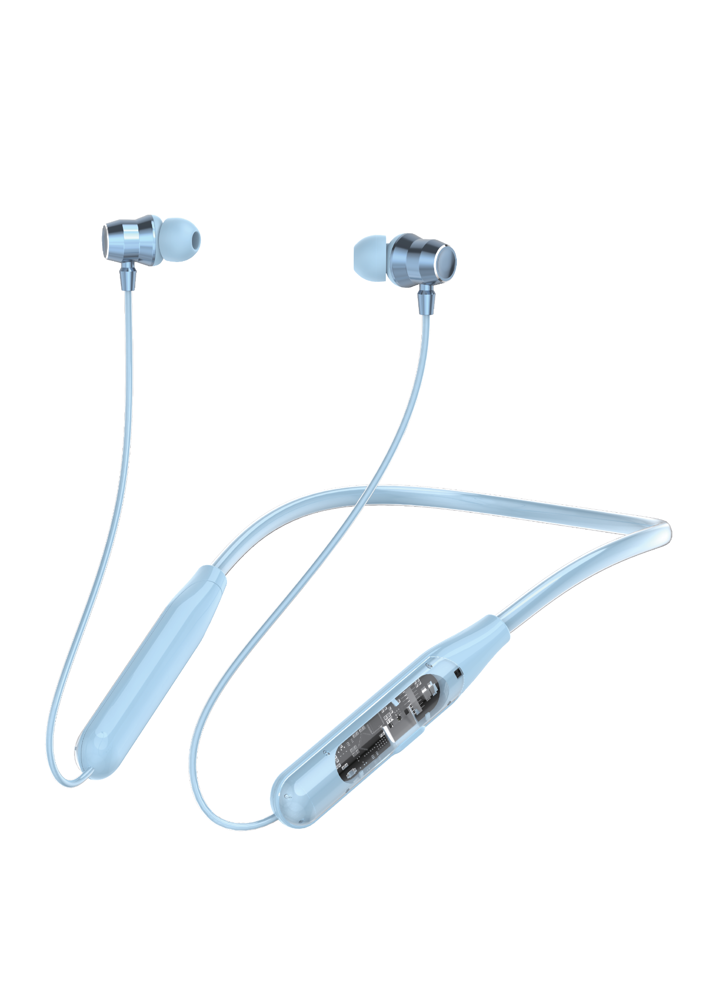 Picture of Moxx BN600 Neckband Bluetooth Headset BT5.4 Sports Headset, Smooth Sound, Magnetic Control- Voice Changer - Bluetooth neckband - best neckband (Sky Blue)