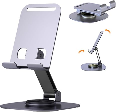 Picture of Full Metal 360 Degree Rotating Stress-Relieving Phone and Tablet Universal Stand - Desktop Phone Holder Aluminum Alloy Universal 720° Rotation Tablet Support Adjustable Stand Mount For Mobile Phone Holder Stand (Purple)