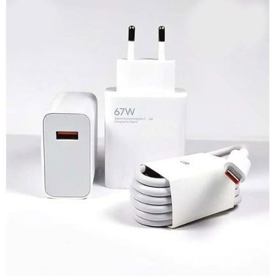 Picture of Xiaomi 67W Fast Charger and 6A USB Type C Charging Cable Set Wall Charger Single USB-A Port Power Adapter Charging for Xiaomi (White)