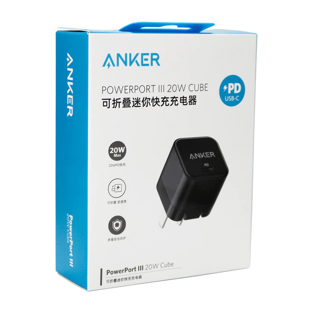Picture of Anker 20W Cube PowerPort III PD USB C Fast Charger (Only Adapter) (Black)