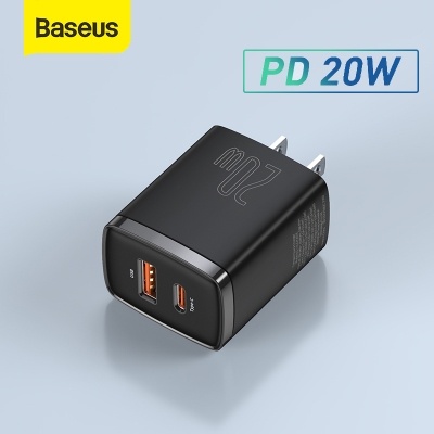 Picture of 20w Usb Charger Holder Type C Pd Quick Charging Dual Port Usb Portable Phone Charger (Black)