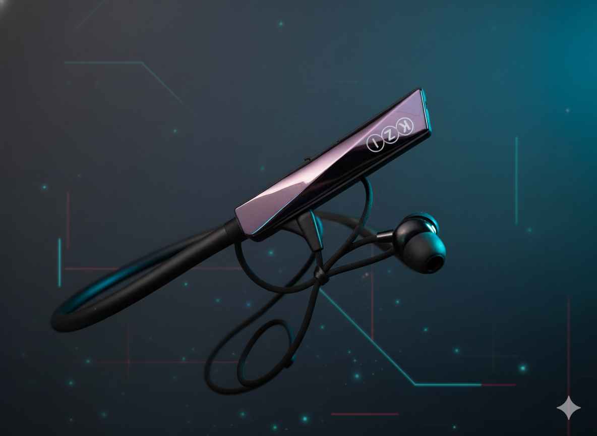 Picture of KZI K-300 Neckband Bluetooth Headset BT5.4 Sports Headset Magnetic on/off - Vibration - Voice Changer--Long Battery- Bluetooth neckband - best neckband (Black)