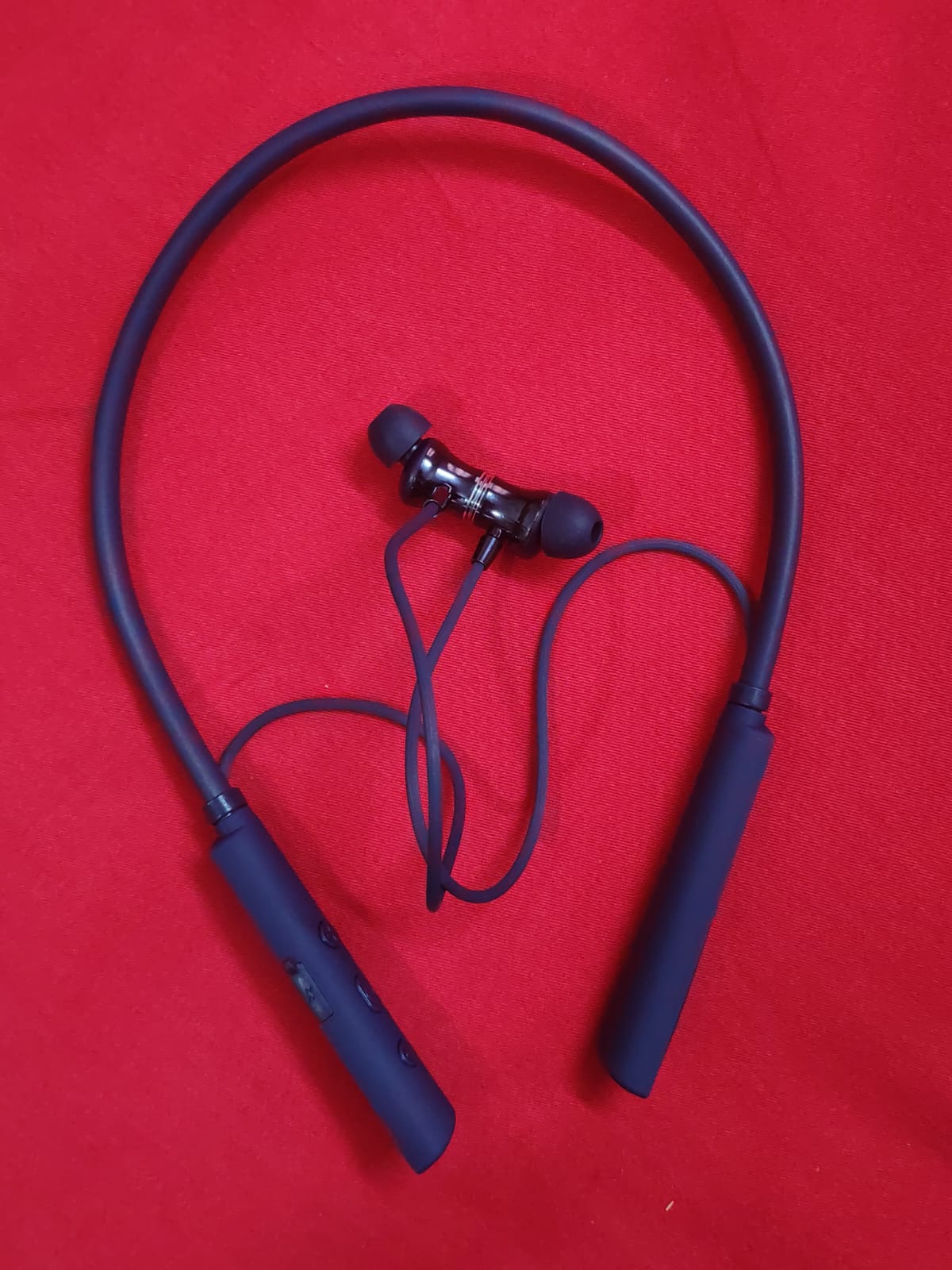 Picture of KZI K-300 Neckband Bluetooth Headset BT5.4 Sports Headset Magnetic on/off - Vibration - Voice Changer--Long Battery- Bluetooth neckband - best neckband (Navy Blue)