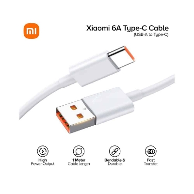 Picture of Xiaomi 6A Type-C Cable 33W Fast Charger USB to Type-C 5A Quick Charge (White)