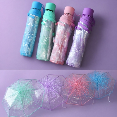 Picture of Stylish Clear Umbrella with Floral Canopy | MNK SHOP (Purple)