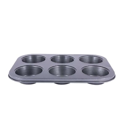 Picture of 6 Round Non Stick Muffin and Mini Cupcake Mold - Black