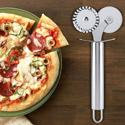 Picture of Stainless Steel Double Head Wheel Pizza Cutter -silver