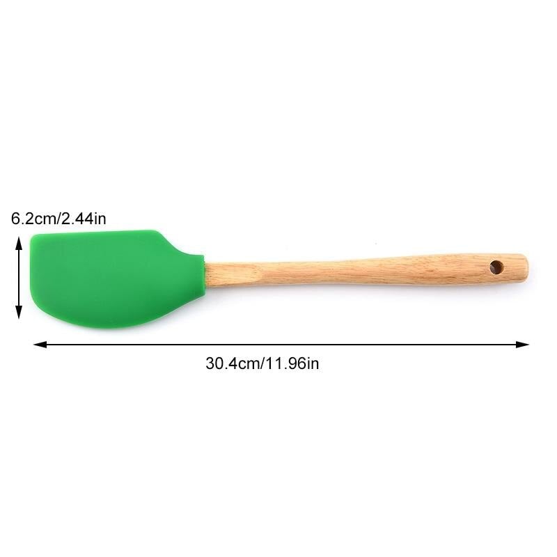 Picture of 1pcs / 29cm / High temperature resistant silicone spatula with wooden handle Baking tools -Multicolor