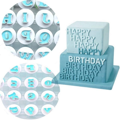 Picture of 26 Pcs Number Letters Cake Mould Fondant Sugarcraft Cookies Plunger Decorating Tools -Multicolor