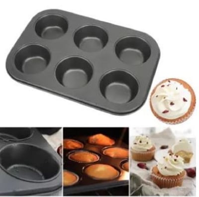 Picture of 6 Round Non Stick Muffin and Mini Cupcake Mold - Black