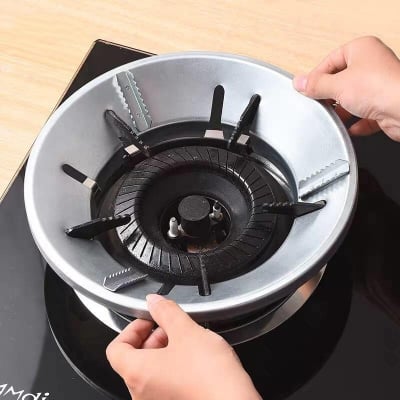Picture of High Efficiency Gas Stove Energy Saving Cover Heat Insulation Pot Holder Wind Shield Rack -Silver