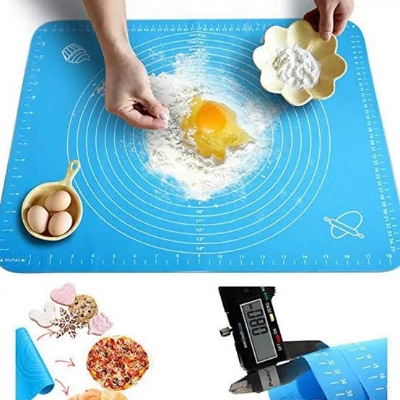 Picture of Silicone Pastry Rolling Mat with Measurements Non-Stick Silicone Baking Mat for Making Cookies Bread and Pastry -Multicolor