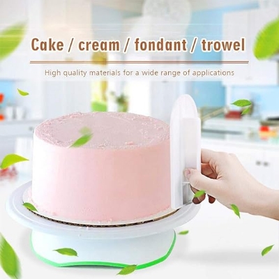 Picture of Cake Smoother Tool Cutter Plastic Cake Smoother Fondant Cake Smoother Tool Cutter Cake Decoration Modelling Tools Cake Accessories for DIY Baking Fondant Smoother -White