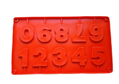 Picture of Letters and Numbers Fondant Molds Silicone Mold Lollipop Numbers Colorful Numbers Silicone Mold Silicone -Red