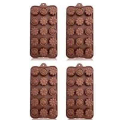 Picture of Silicone Chocolate Mould and Chocolate Wrapper (Flower Mould + Wrapper) -Chocolate